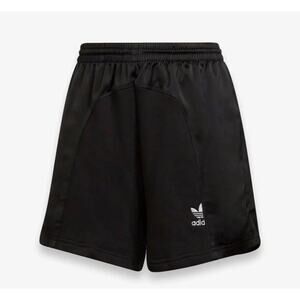 Adidas Split Trefoil Mens Small Shorts Lounge Black Satin Cotton Logo Athleisure